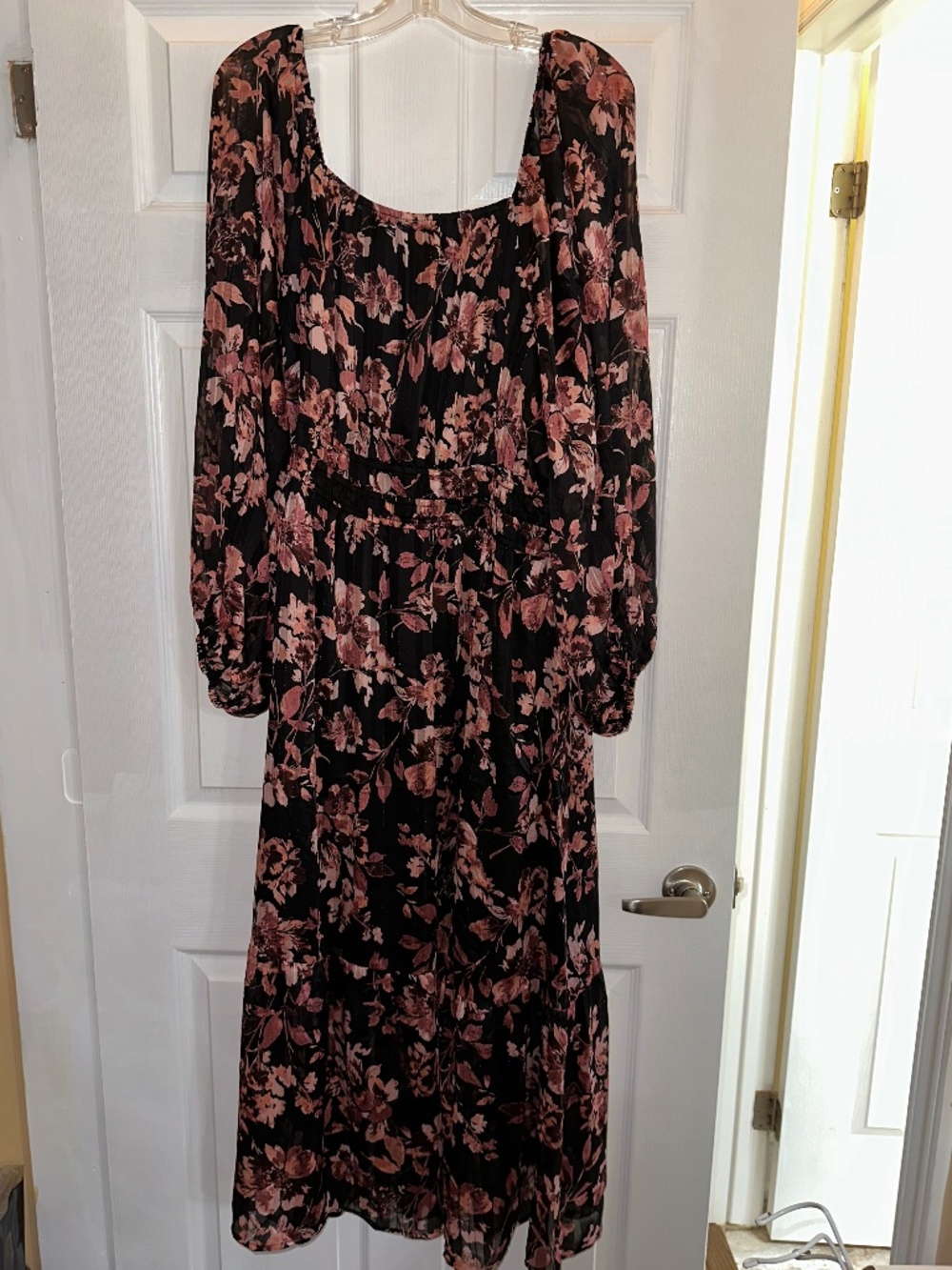 NWT Oddi Los Angeles Black Floral Midi Dress 3X Romantic Cottagecore Boho
